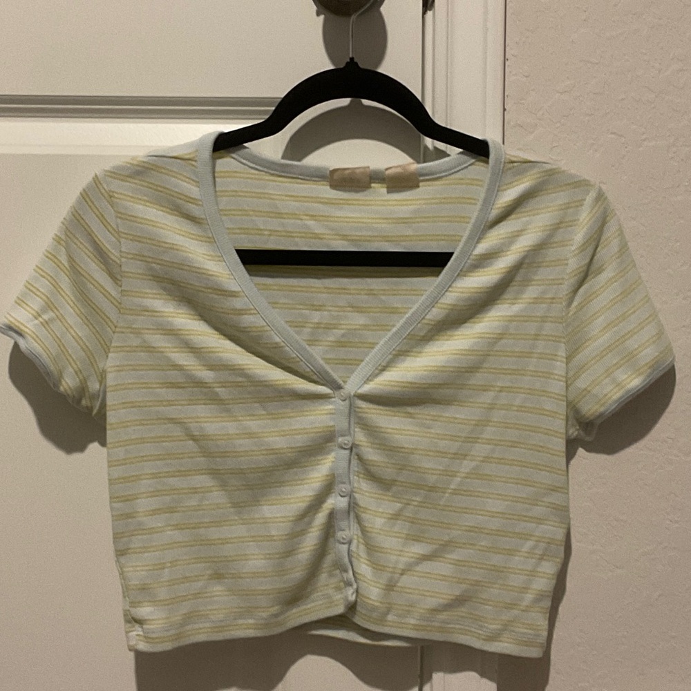 Levi's Yellow and White Striped Crop Top